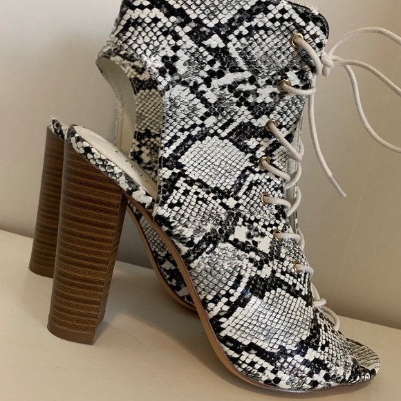 Lace-Up Snakeskin Bootie - Picture 3 of 4